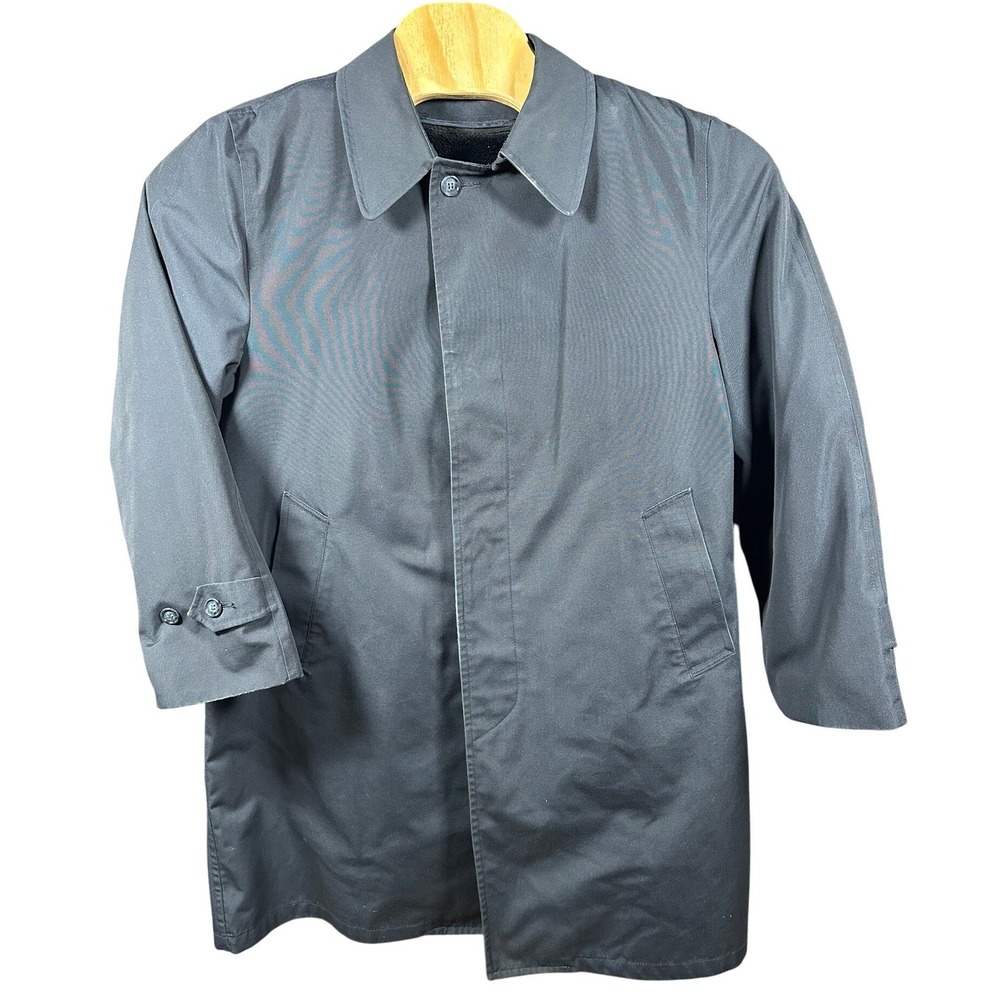 Clipper Mist LondonTown Corp Mens Size 40 Short Gray‎ Blue Trench Coat Lined